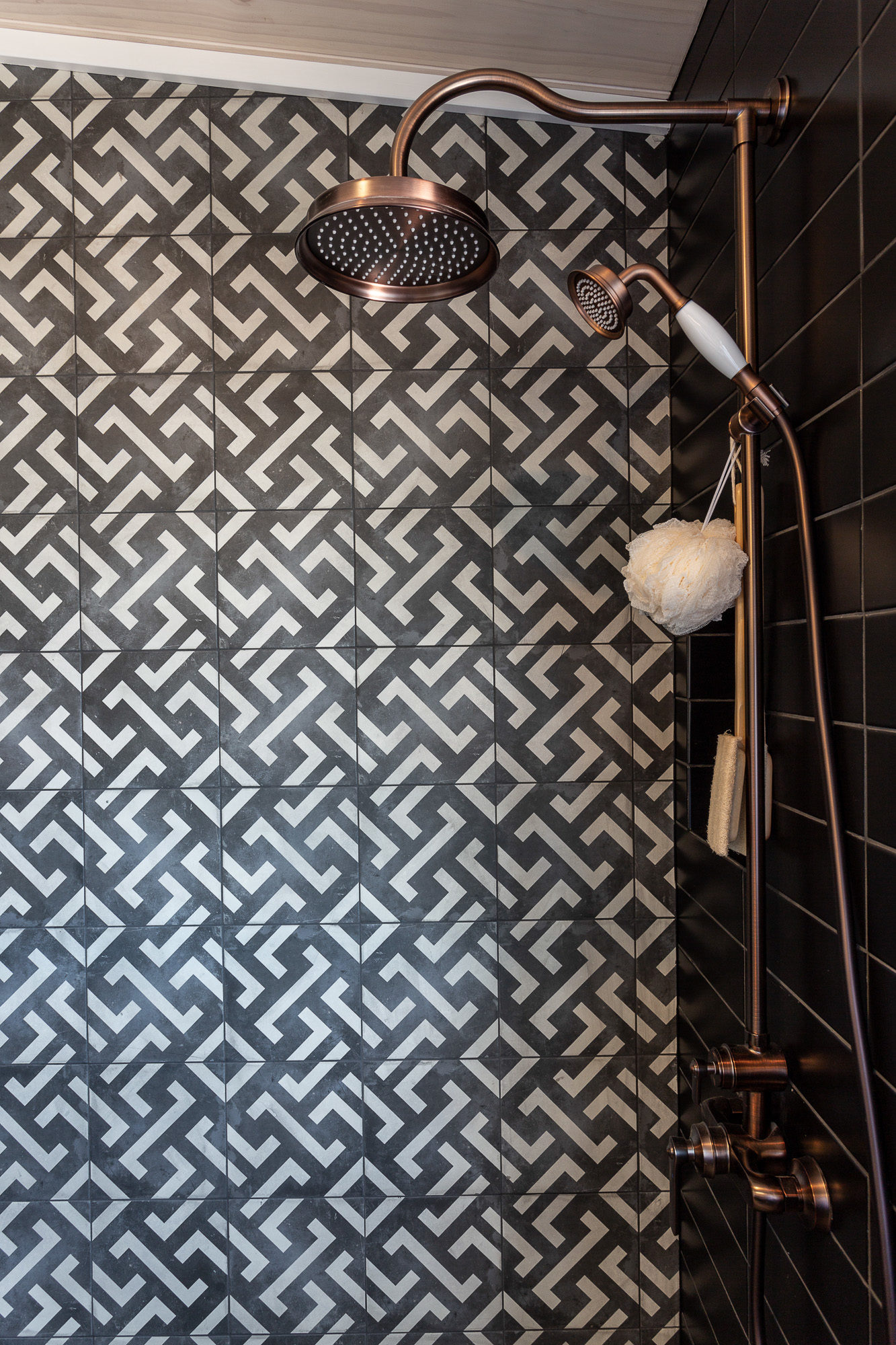 Lockwood Taupo Main Bathroom shower with retro tiling