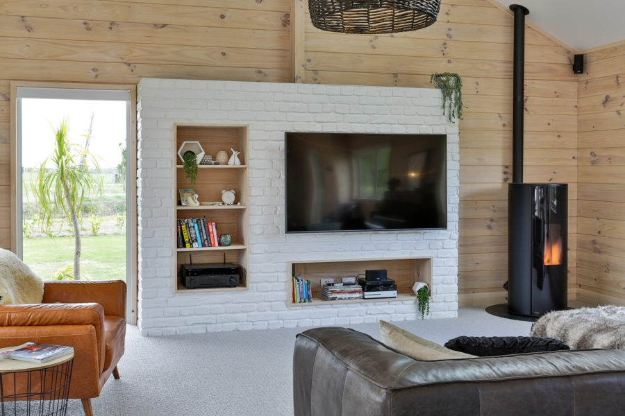 Lockwood Home Design and Build in Papamoa Living with Fireplace