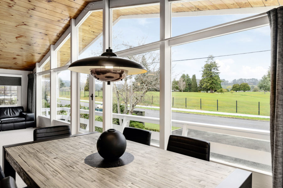 Lockwood Home 60's Modernised in Rotorua Dining with View