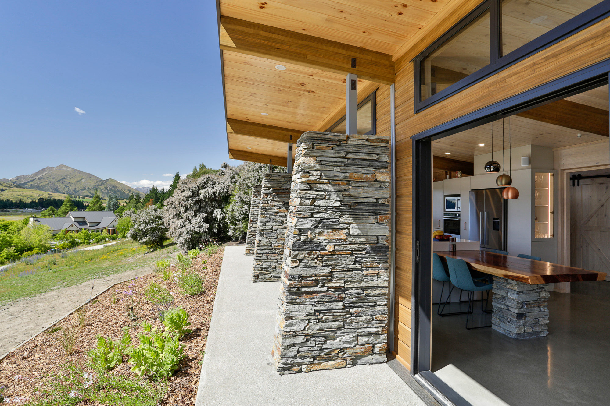 Local Stone used in pillars Wanaka home