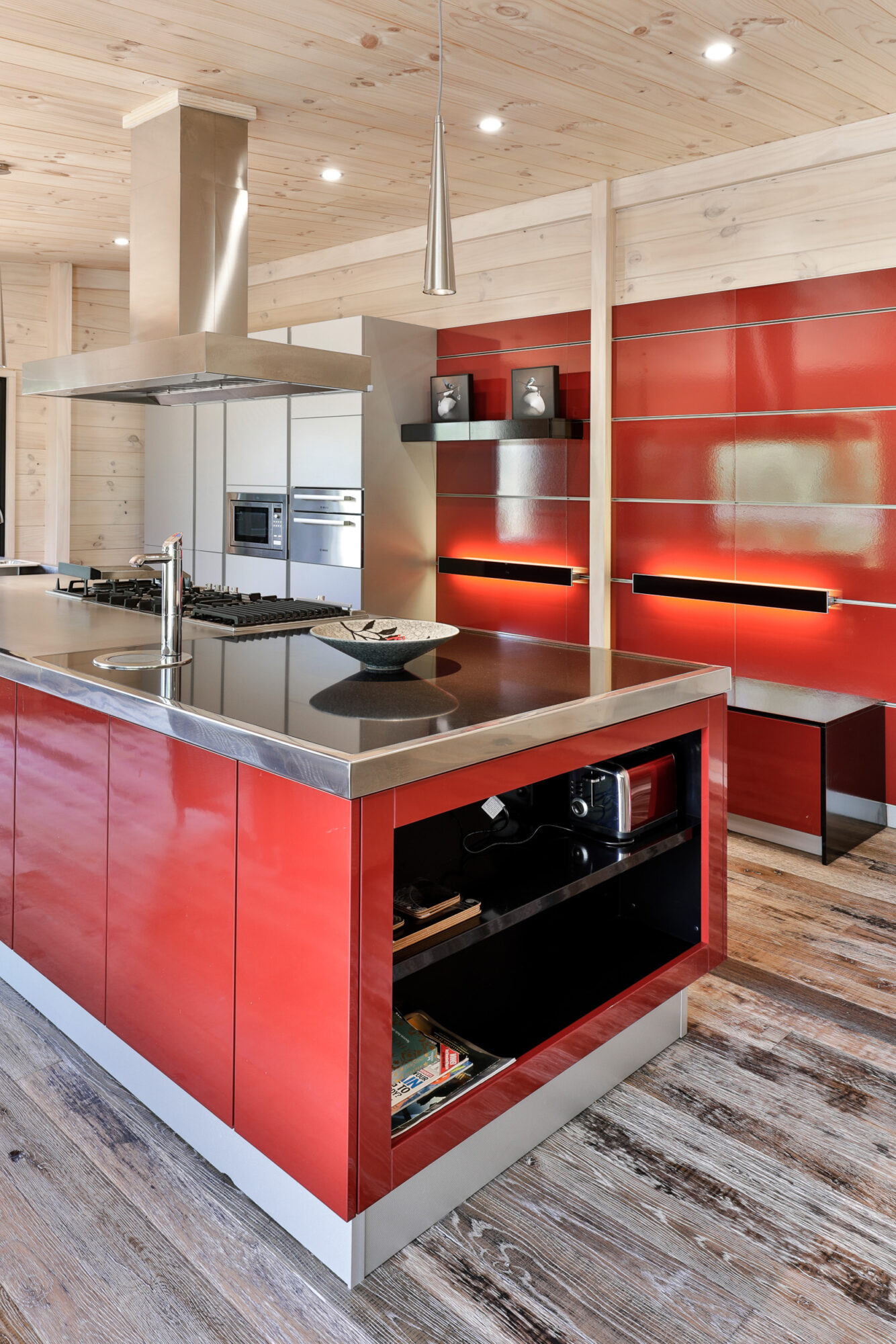 Bold red kitchen