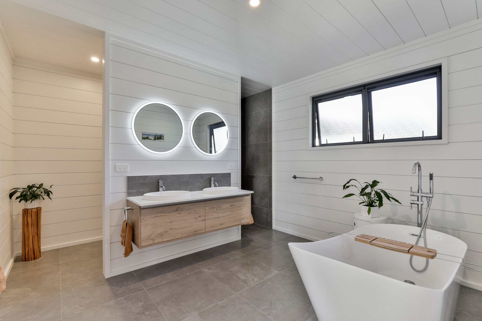 Modern bathroom with painted walls